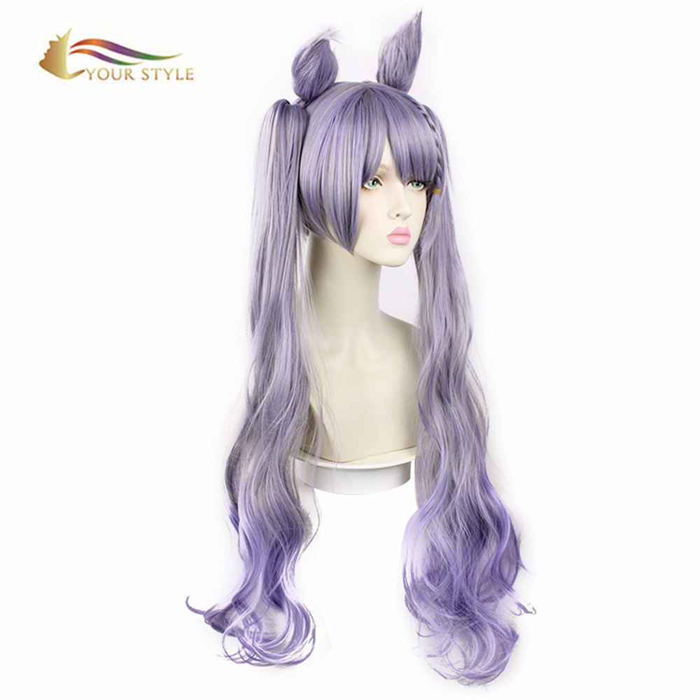 YOUR STYLE ,Wholesale Cosplay Wigs Ponytails Clips Synthetic Long Wig Purple Long Wavy Ombre Wig Female Wig For Women Cosplay Party Wig Halloween Costume-YOUR STYLE, synthetic wigs synthetic hair extension