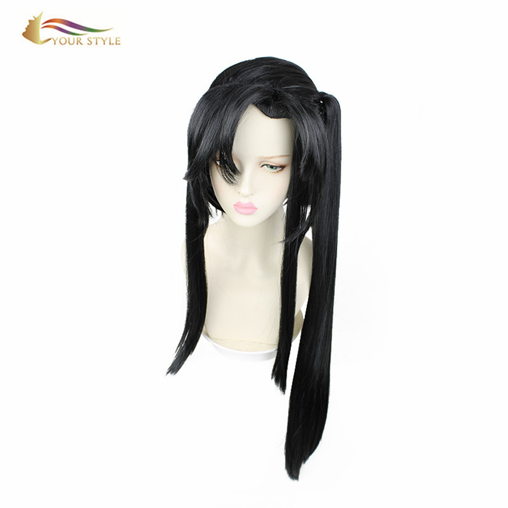 MATENDO ANU , Wholesale Cosplay Wigs Ponytails Synthetic Long Wigs Black Party Wig Halloween Costume Wigs-MTENGO WANU, ma wigs opangira tsitsi lokulitsa