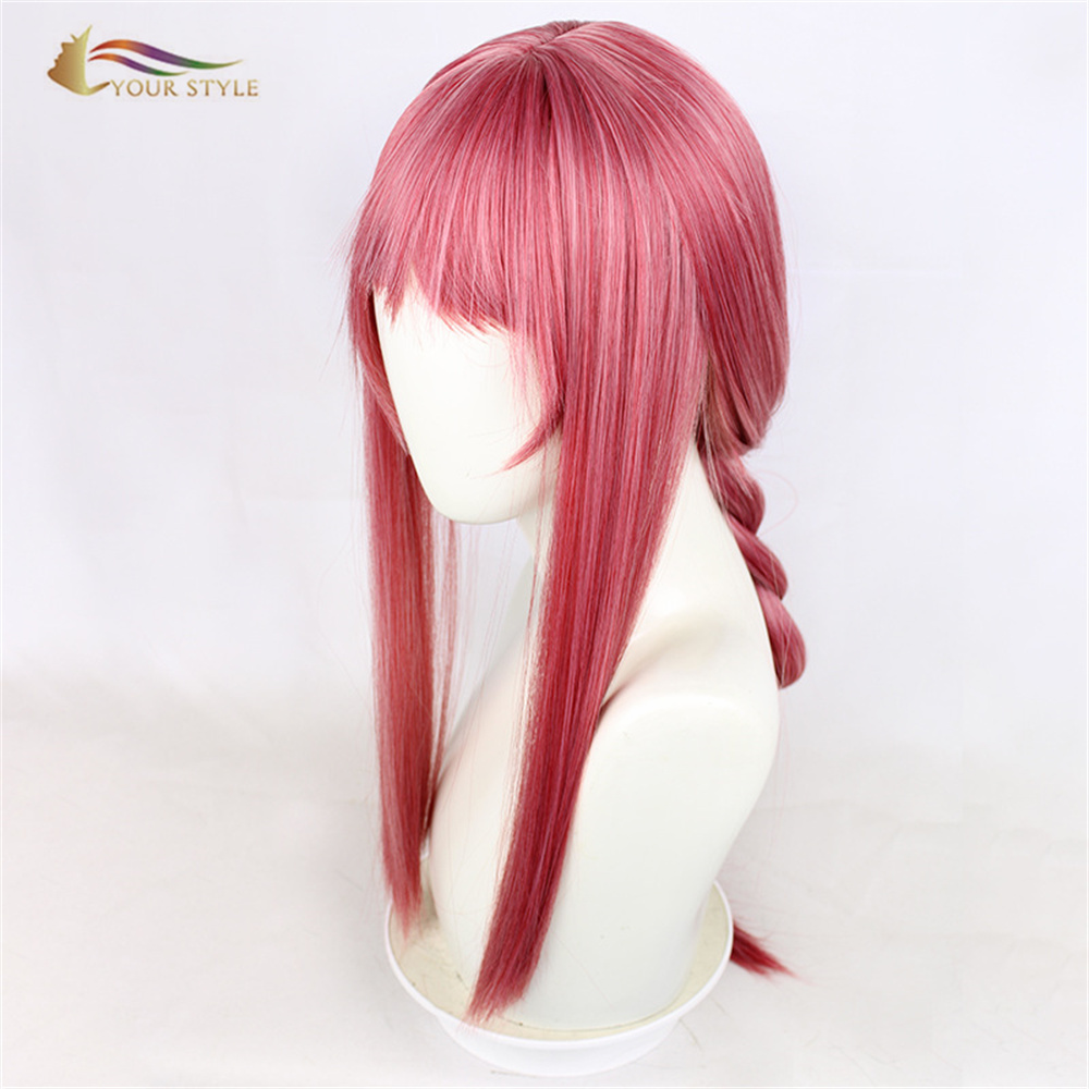 ŞÊBA XWE , Perûkên Cosplay-ê yên Berrûk Bi cil û bergên Pembeyî Bi braids Partiya Synthetic Pink Wig Ponytails Long Wig For Girls-YOUR STYLE, perûkên sentetîk dirêjkirina porê sentetîk