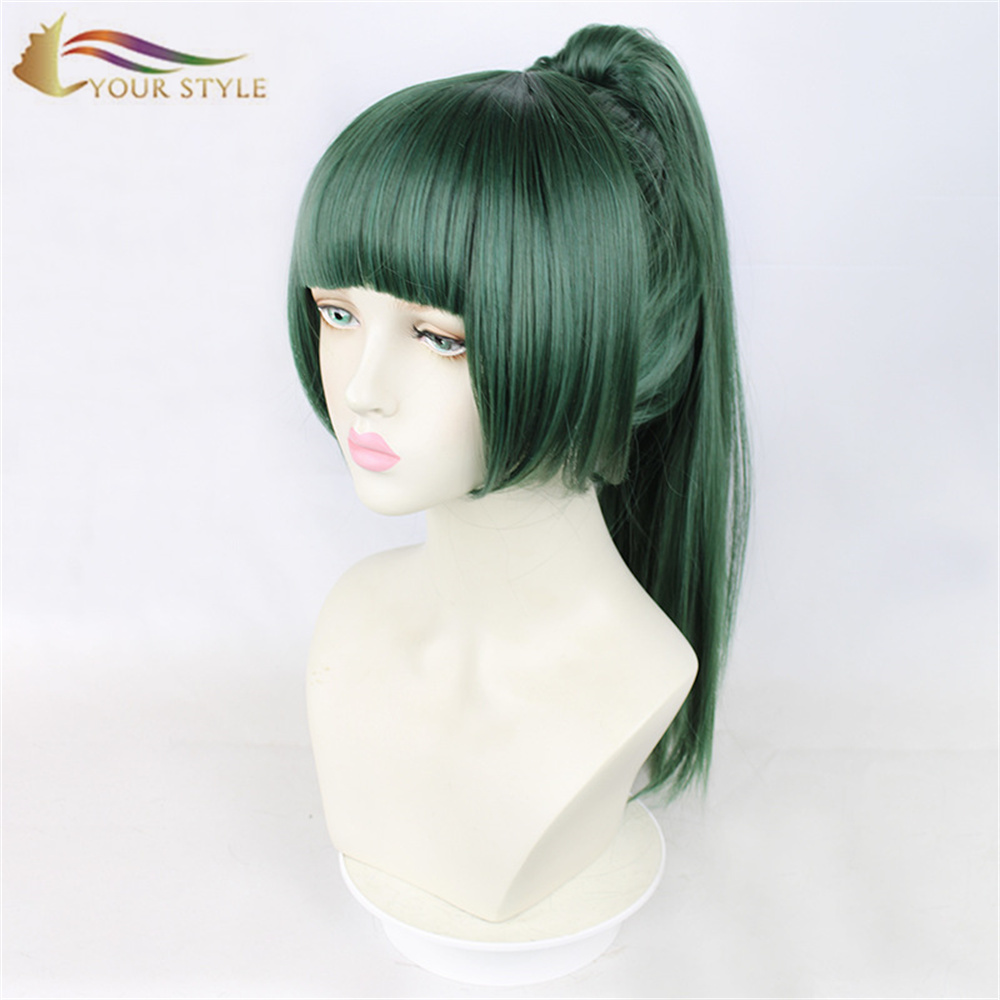 YOUR STYLE , Wholesale Cosplay Wigs Ponytails Clips Synthetic Green Wigs Green Party Wig  Halloween Costume Hair Wigs-YOUR STYLE, synthetic wigs synthetic hair extension