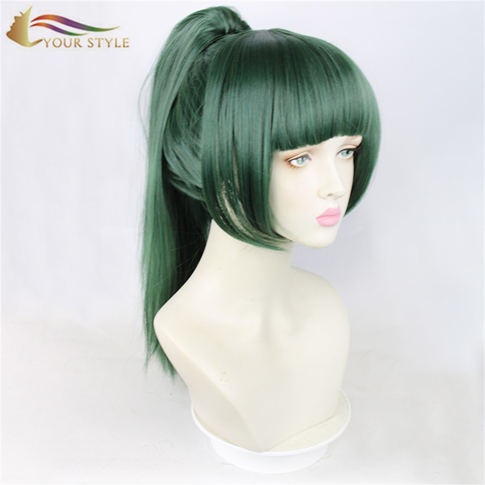 YOUR STYLE , Wholesale Cosplay Wigs Ponytails Clips Synthetic Green Wigs Green Party Wig  Halloween Costume Hair Wigs-YOUR STYLE, synthetic wigs synthetic hair extension