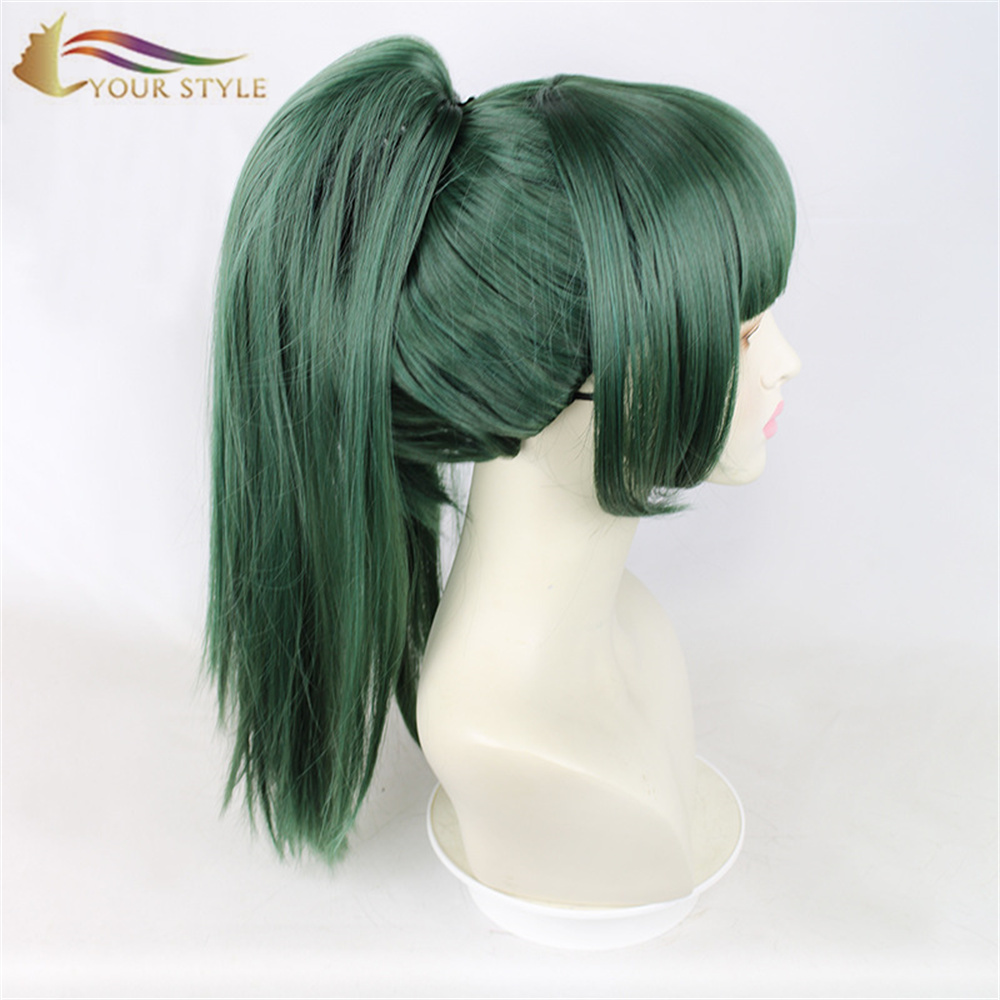 YOUR STYLE , Wholesale Cosplay Wigs Ponytails Clips Synthetic Green Wigs Green Party Wig  Halloween Costume Hair Wigs-YOUR STYLE, synthetic wigs synthetic hair extension