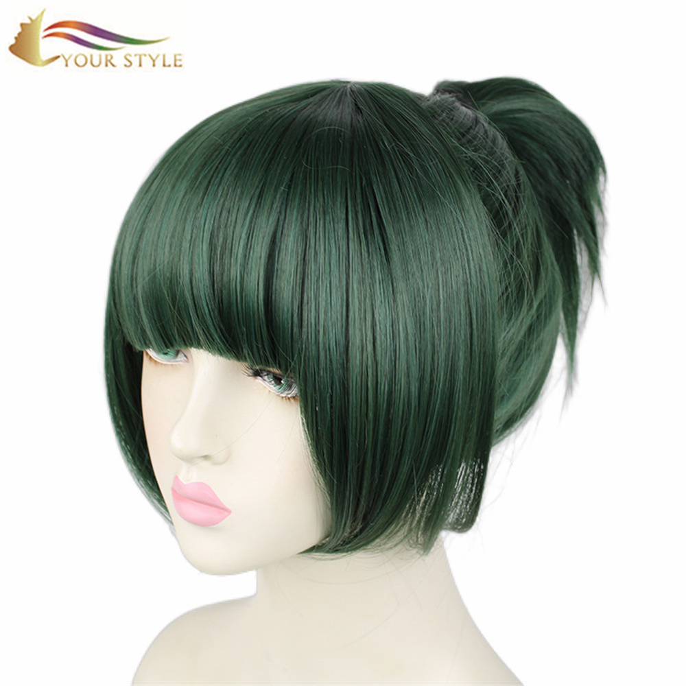 YOUR STYLE , Wholesale Cosplay Wigs Ponytails Clips Synthetic Green Wigs Green Party Wig  Halloween Costume Hair Wigs-YOUR STYLE, synthetic wigs synthetic hair extension