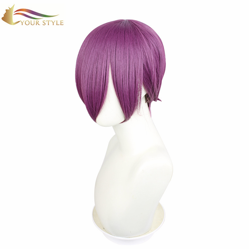 YOUR STYLE , Wholesale Cosplay Wigs Purple Synthetic Straight Wig Medium Female Wig For Women Cosplay Halloween Wigs For Ladies Girls-YOUR STYLE, synthetic wigs synthetic hair extension