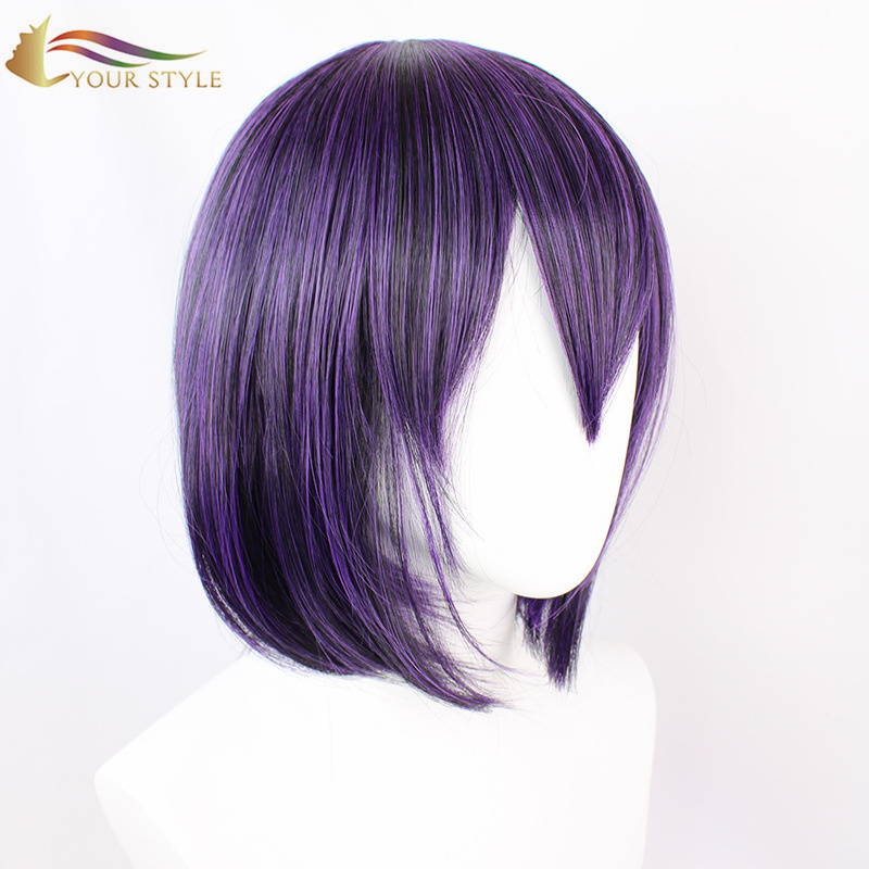 YOUR STYLE , Wholesale Cosplay Wigs BOB Wigs Purple Synthetic Short Wig Short Haircuts For Women Anime Girl Wig  Costume-YOUR STYLE, synthetic wigs synthetic hair extension