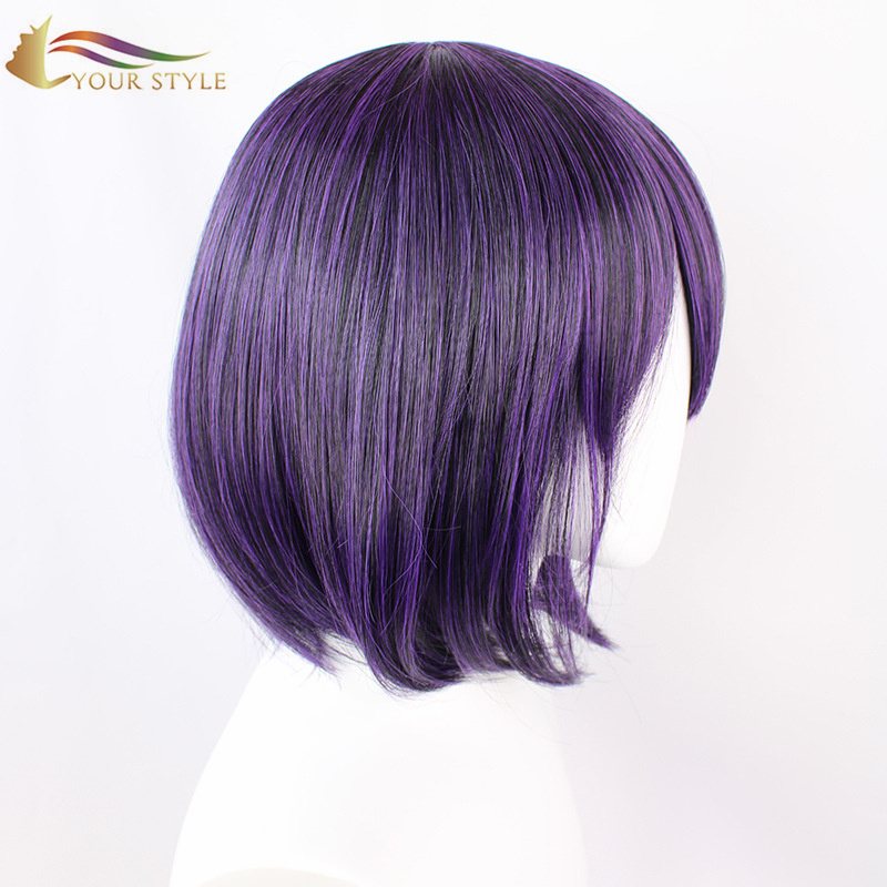 YOUR STYLE , Wholesale Cosplay Wigs BOB Wigs Purple Synthetic Short Wig Short Haircuts For Women Anime Girl Wig  Costume-YOUR STYLE, synthetic wigs synthetic hair extension