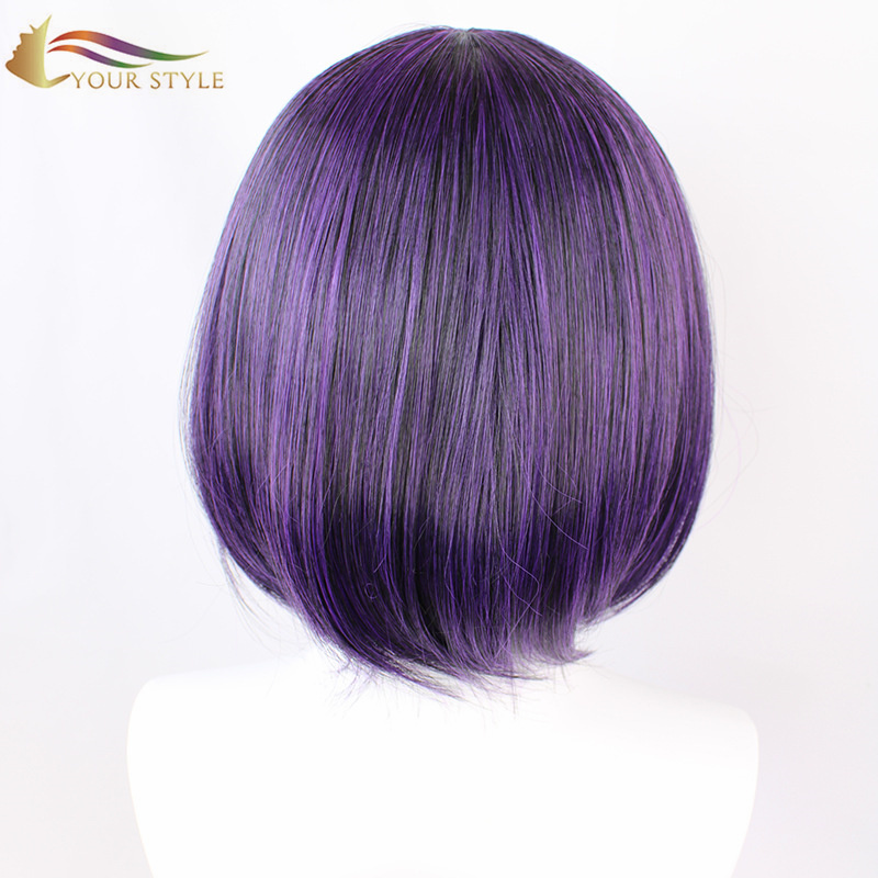 YOUR STYLE , Wholesale Cosplay Wigs BOB Wigs Purple Synthetic Short Wig Short Haircuts For Women Anime Girl Wig  Costume-YOUR STYLE, synthetic wigs synthetic hair extension