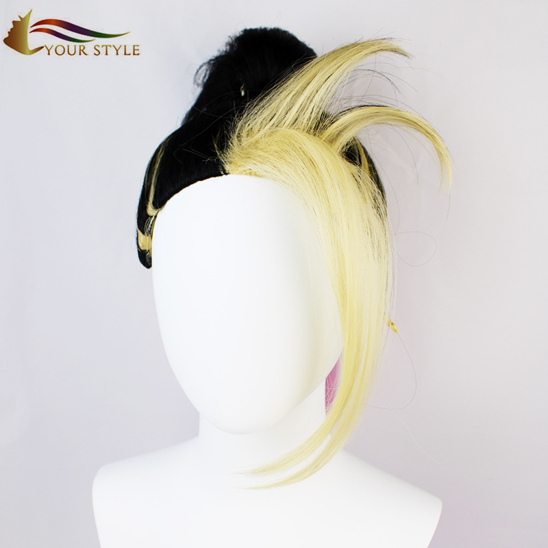 YOUR STYLE ,Wholesale  Cosplay Wigs Ponytail Synthetic Ombre Wigs  Pink Black Yellow Long Wigs Anime Girl Wig  Costume Halloween Hair Wigs-YOUR STYLE, synthetic wigs synthetic hair extension