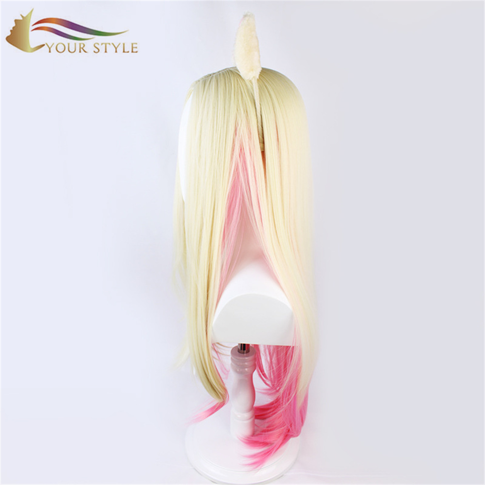 YOUR STYLE ,Wholesale Cosplay Wigs Ombre Yellow Pink Synthetic Wigs Long Straight Blonde Wig For Cosplay Female Wig Bangs Party Wig Halloween Costume-YOUR STYLE, synthetic wigs synthetic hair extension