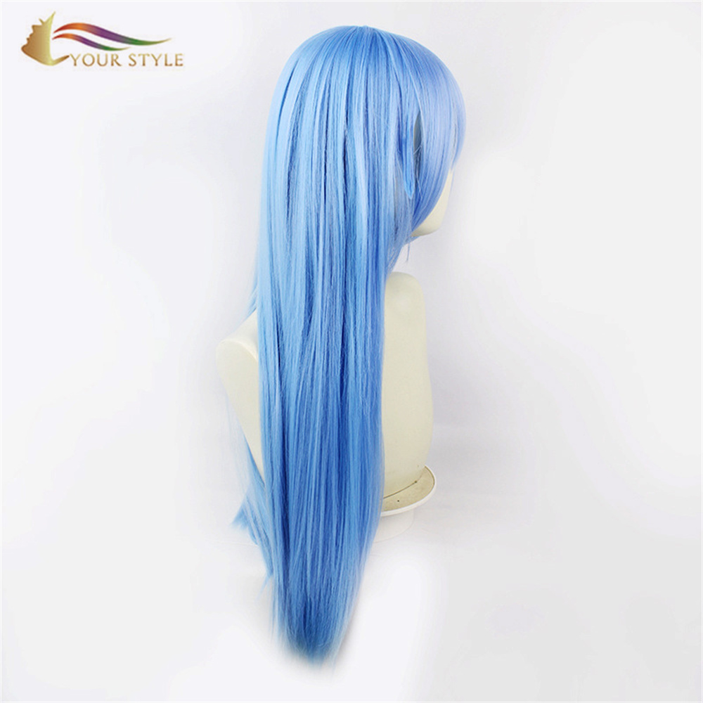 KŌʻILE Wholesale Long Blue Cosplay Wig Synthetic Long Straight Wig Halloween Costumes Wig-KOU KILI, synthetic wigs synthetic hair extension