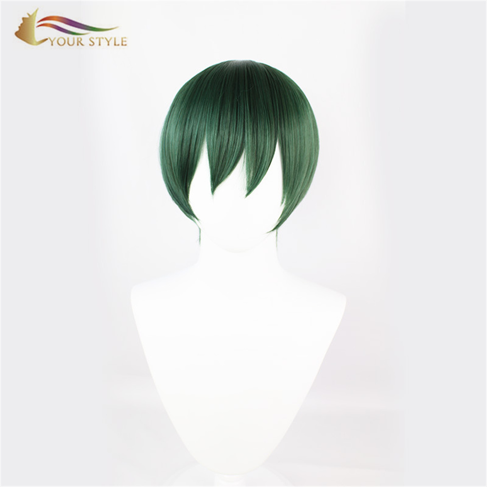 MTINDO WAKO Jumla wa Cosplay Wigs Synthetic Wigi Fupi Kijani Wigi Wigi Fupi Wigi Fupi Uhuishaji Mtindo wa Nywele Fupi Uhuishaji,-MTINDO WAKO, upanuzi wa nywele za synthetic