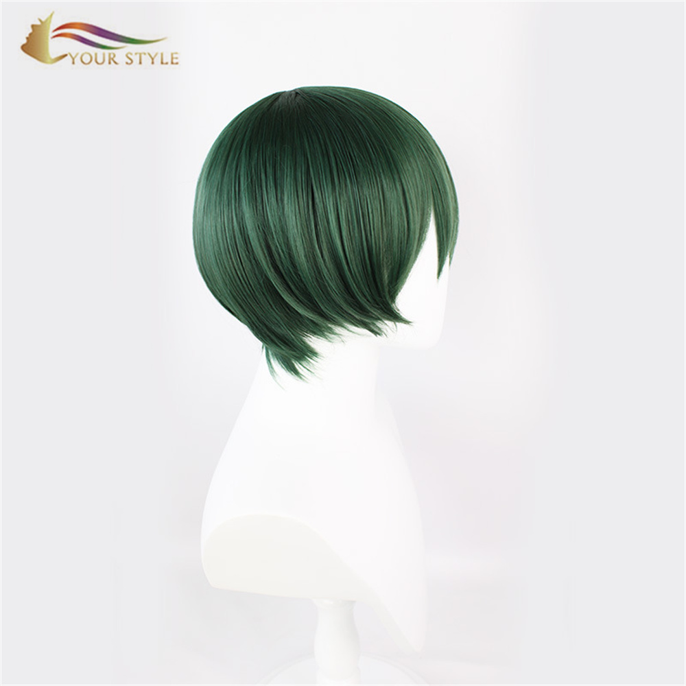 MTINDO WAKO Jumla wa Cosplay Wigs Synthetic Wigi Fupi Kijani Wigi Wigi Fupi Wigi Fupi Uhuishaji Mtindo wa Nywele Fupi Uhuishaji,-MTINDO WAKO, upanuzi wa nywele za synthetic