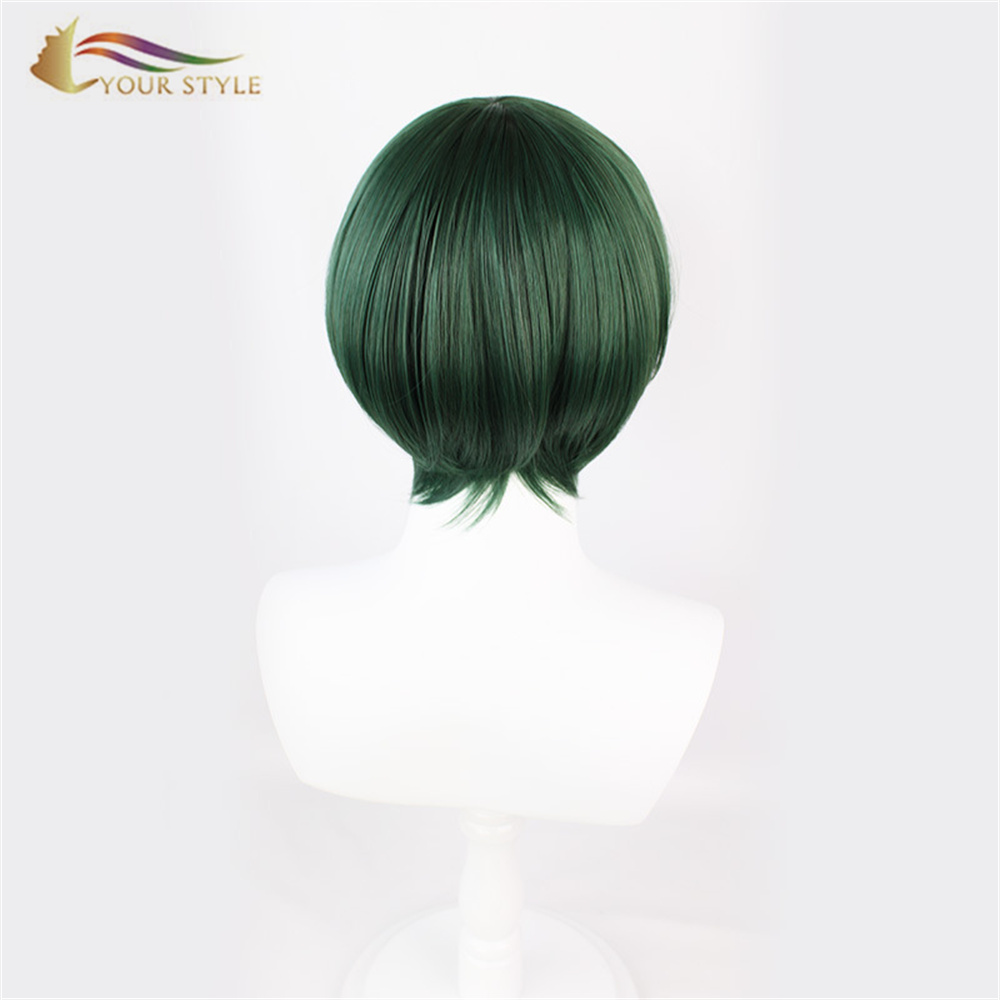 MTINDO WAKO Jumla wa Cosplay Wigs Synthetic Wigi Fupi Kijani Wigi Wigi Fupi Wigi Fupi Uhuishaji Mtindo wa Nywele Fupi Uhuishaji,-MTINDO WAKO, upanuzi wa nywele za synthetic