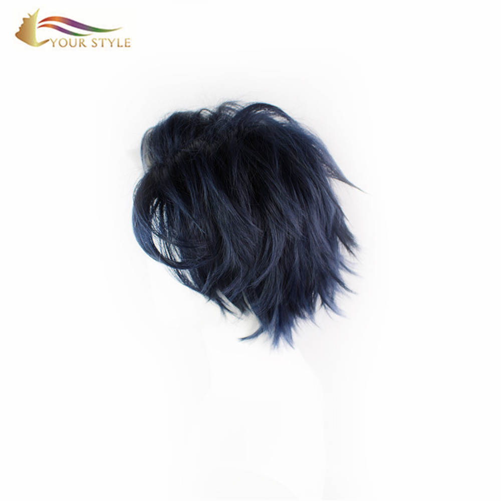 SEU ESTILO Perucas Cosplay Atacado Perucas Curtas Sintéticas Perucas Masculinas Anime Halloween Perucas Perucas Masculinas Preto E Branco Cabelo Curto-SEU ESTILO, perucas sintéticas extensão de cabelo sintético