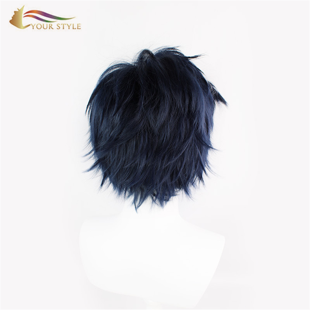 SEU ESTILO Perucas Cosplay Atacado Perucas Curtas Sintéticas Perucas Masculinas Anime Halloween Perucas Perucas Masculinas Preto E Branco Cabelo Curto-SEU ESTILO, perucas sintéticas extensão de cabelo sintético