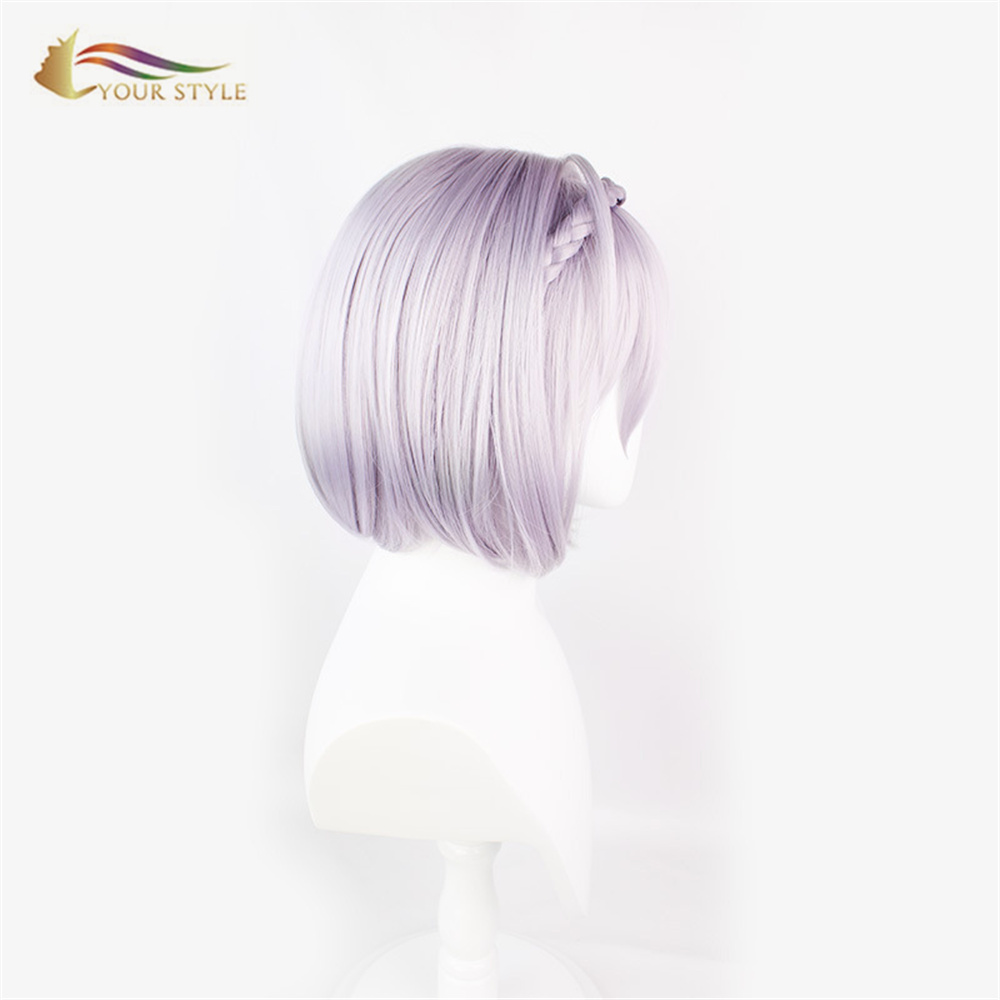 YOUR STYLE ,Wholesale Cosplay Wigs Braiding Light Purple Synthetic Short BOB Wig Female Wig For Women Cosplay Short Haircut With A Fringe Halloween Party Wig-YOUR STYLE, synthetic wigs synthetic hair extension