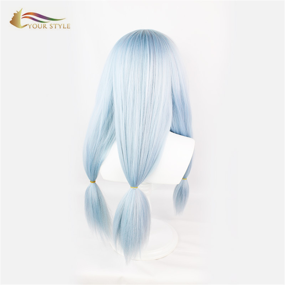 YOUR STYLE ,Wholesale Cosplay Wigs Light Blue Synthetic Long Straight Wigs For Women Female Girls Anime Party Wig Halloween Costume-YOUR STYLE, synthetic wigs synthetic hair extension