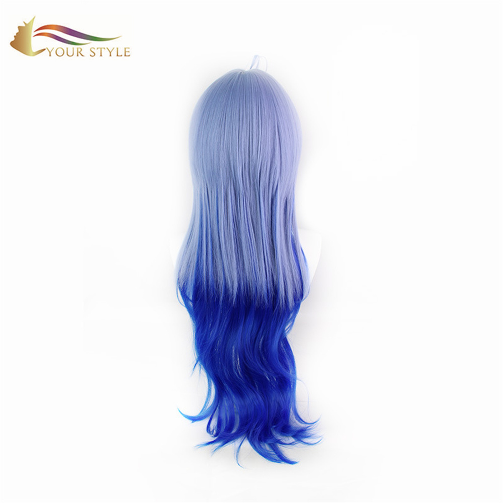 STYLE YOUR , Wholesale Cosplay Wigs Ombre Blue Long Straight Perûkên Synthetic Hair Wigs For Women Long Wig Anime Halloween Girl Wigs Party Wig Halloween Costume-STYLE YOUR, perûkên sentetîk dirêjkirina porê sentetîk