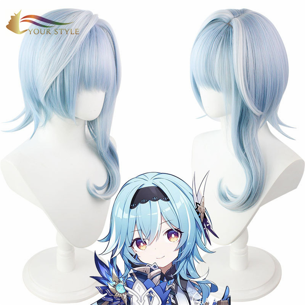 SU ESTILO, Venta al por mayor Pelucas de cosplay Peluca sintética de color púrpura claro para mujer Peluca de disfraz de Halloween para fiesta de cosplay Azul-SU ESTILO, pelucas sintéticas extensión de cabello sintético