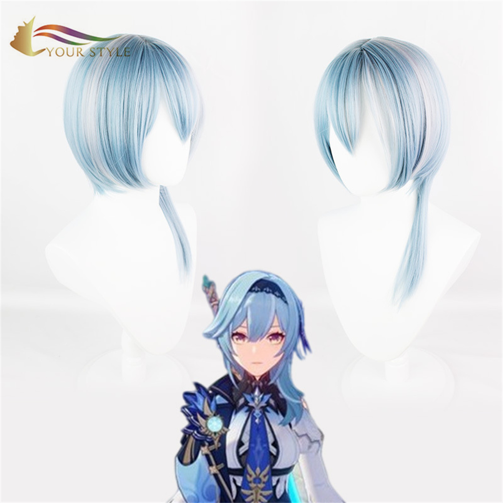 SU ESTILO, Venta al por mayor Pelucas de cosplay Peluca sintética de color púrpura claro para mujer Peluca de disfraz de Halloween para fiesta de cosplay Azul-SU ESTILO, pelucas sintéticas extensión de cabello sintético