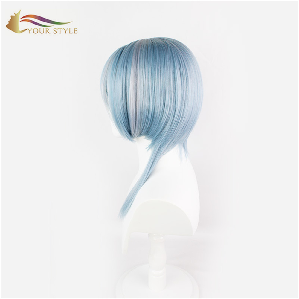 SU ESTILO, Venta al por mayor Pelucas de cosplay Peluca sintética de color púrpura claro para mujer Peluca de disfraz de Halloween para fiesta de cosplay Azul-SU ESTILO, pelucas sintéticas extensión de cabello sintético