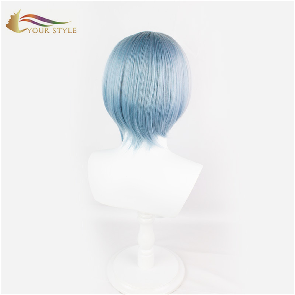 SU ESTILO, Venta al por mayor Pelucas de cosplay Peluca sintética de color púrpura claro para mujer Peluca de disfraz de Halloween para fiesta de cosplay Azul-SU ESTILO, pelucas sintéticas extensión de cabello sintético