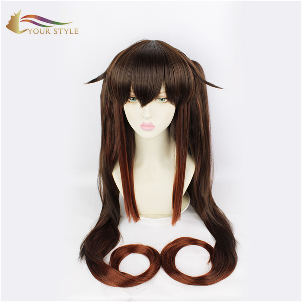 YOUR STYLE, Großhandel Cosplay Perücken Pferdeschwänze Dunkelbraun Synthetische Lange Gerade Perücken Für Halloween Kostüme Party Girl Perücke-YOUR STYLE, Synthetische Perücken Synthetische Haarverlängerung