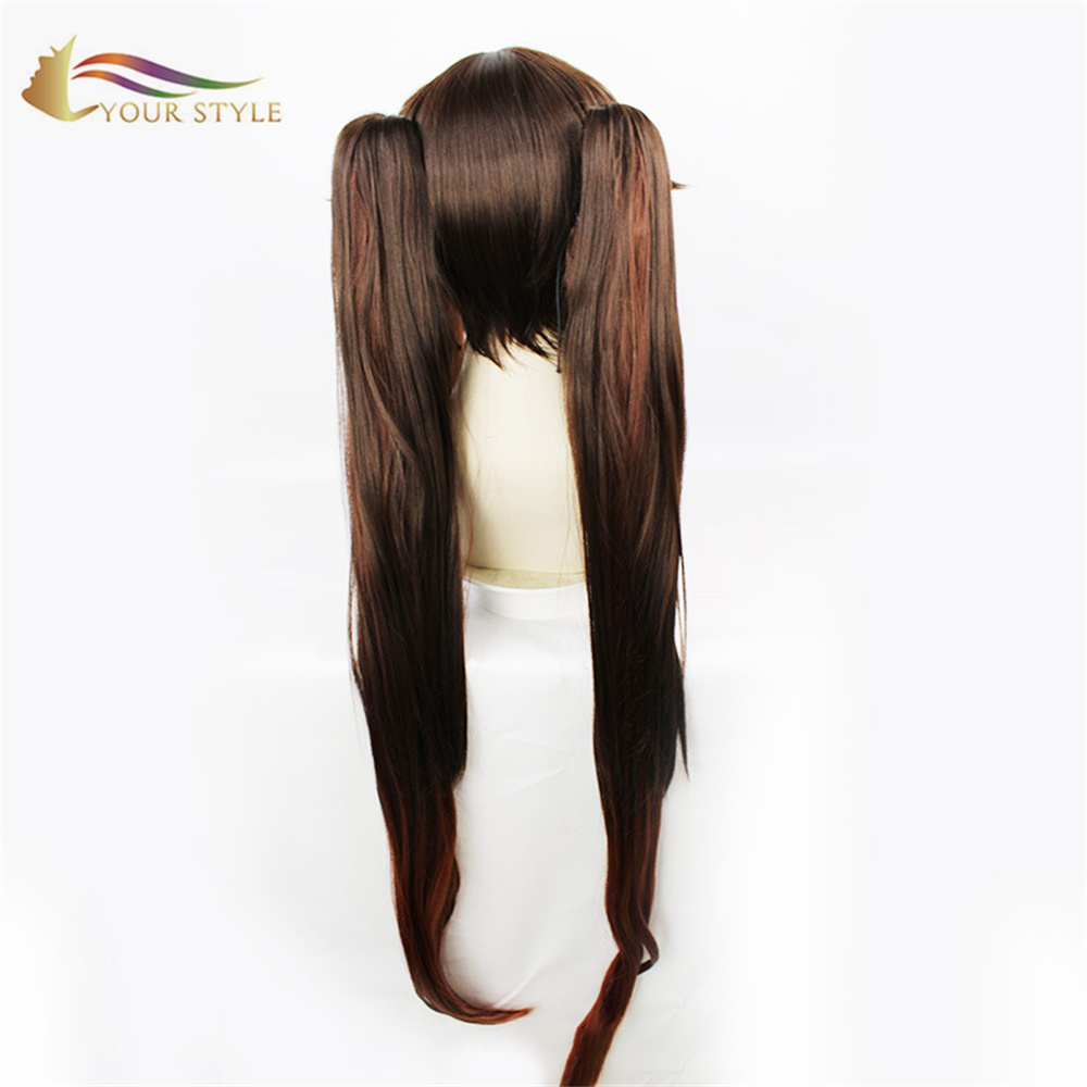 YOUR STYLE, Wholesale Cosplay Wigs Ponytails Dark Brown Synthetic Long Straight Wigs For Halloween Costumes Party Girl Wig-YOUR STYLE, synthetic wigs synthetic hair extension