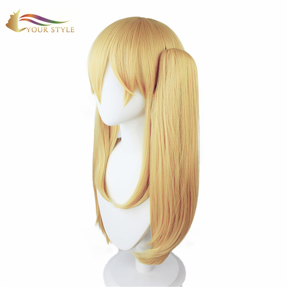 IYONG STYLE , Wholesael Cosplay Wig Ponytails Yellow Synthetic Long Yellow Wig With Bangs Anime Costume Yellow Wig Party Wig Halloween Costume-YOUR STYLE, synthetic wigs synthetic hair extension