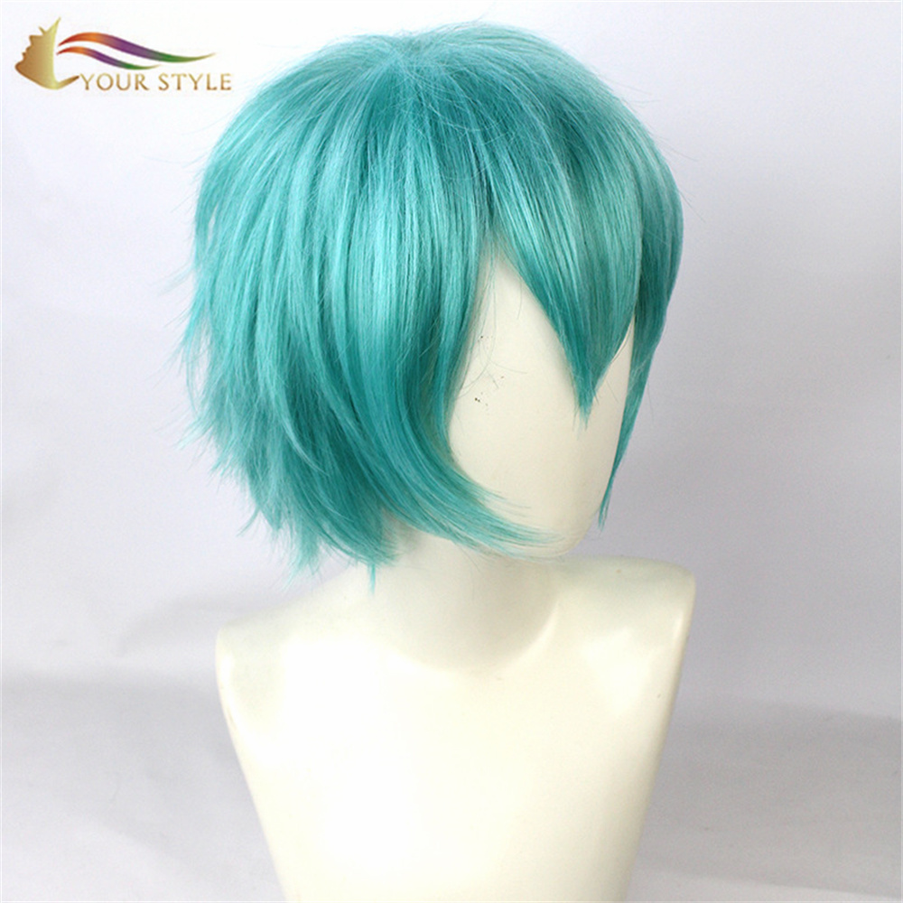 YOUR STYLE , Wholesale Cosplay Wigs Green Synthetic Mens Wigs Short Man Wig Boy Wig Cosplay Male Eigs Dhort Hair-YOUR STYLE, synthetic wigs synthetic hair extension