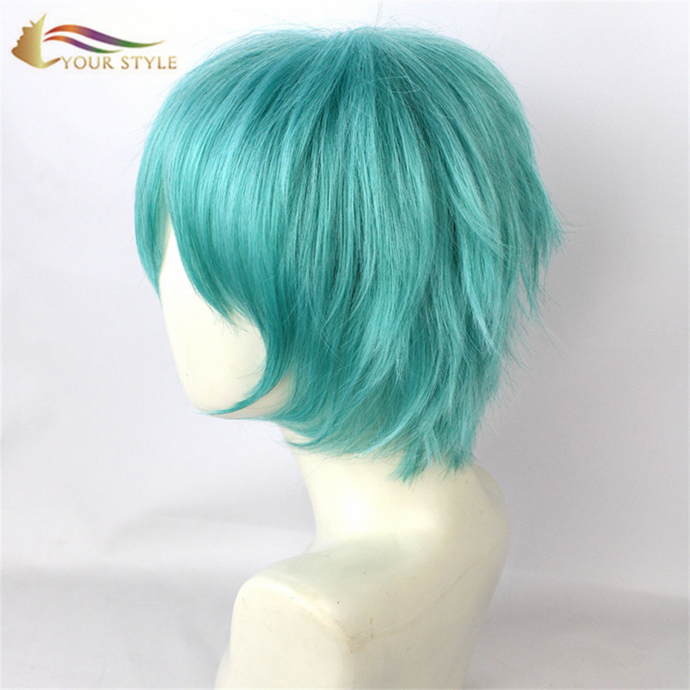 YOUR STYLE , Wholesale Cosplay Wigs Green Synthetic Mens Wigs Short Man Wig Boy Wig Cosplay Male Eigs Dhort Hair-YOUR STYLE, synthetic wigs synthetic hair extension