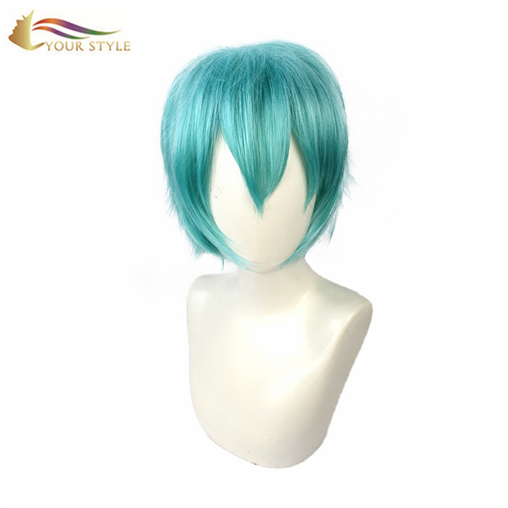 YOUR STYLE , Wholesale Cosplay Wigs Green Synthetic Mens Wigs Short Man Wig Boy Wig Cosplay Male Eigs Dhort Hair-YOUR STYLE, synthetic wigs synthetic hair extension