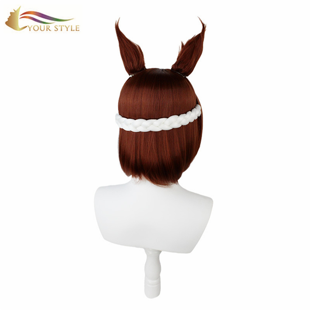 YOUR STYLE , Wholesale Cosplay Wig With Ears White Brown Synthetic wig Heat Resistant Costume Wig Hair Girl Party Halloween Wigs Party Women Female-YOUR STYLE, synthetic wigs synthetic hair extension