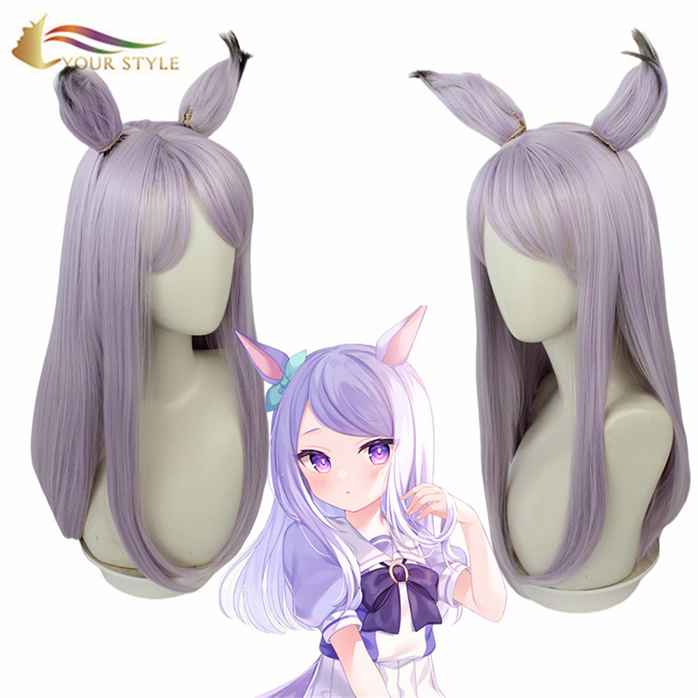 IL TUO STILE, Parrucche Cosplay Intere Con Le Orecchie Parrucca Sintetica Viola Chiaro Parrucca Del Partito Resistente Al Calore Costume Di Halloween Parrucche Dei Capelli Delle Donne Della Ragazza-IL TUO STILE, parrucche sintetiche estensione dei capelli sintetici