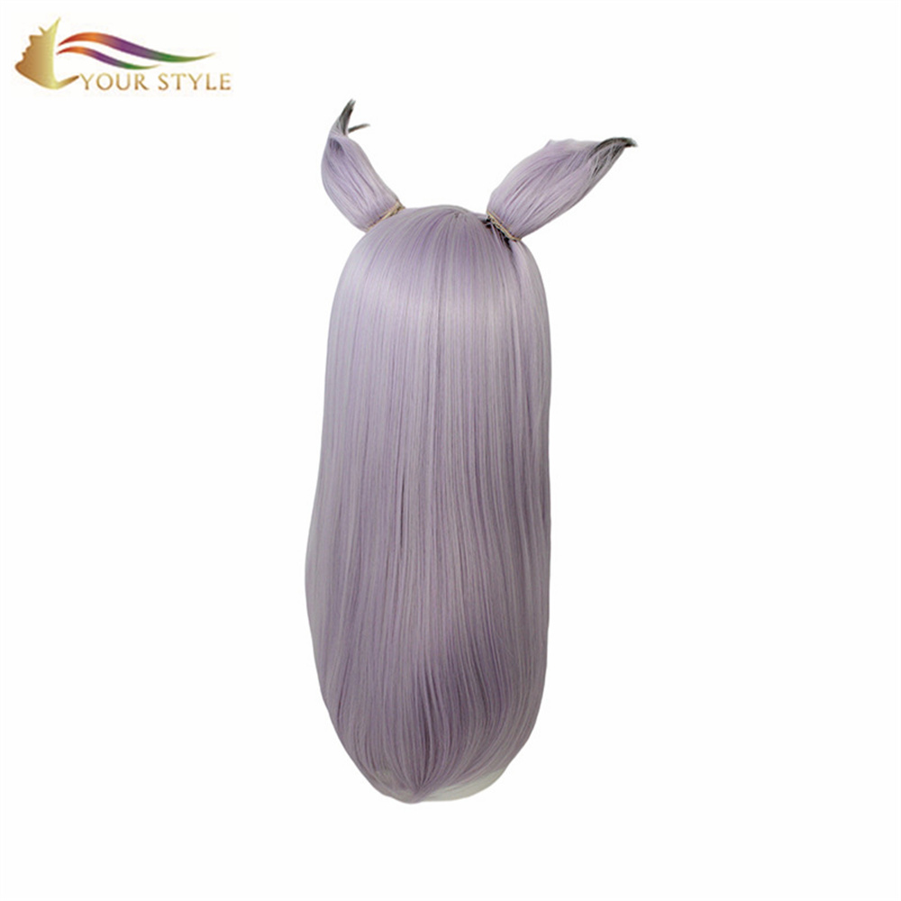 IL TUO STILE, Parrucche Cosplay Intere Con Le Orecchie Parrucca Sintetica Viola Chiaro Parrucca Del Partito Resistente Al Calore Costume Di Halloween Parrucche Dei Capelli Delle Donne Della Ragazza-IL TUO STILE, parrucche sintetiche estensione dei capelli sintetici