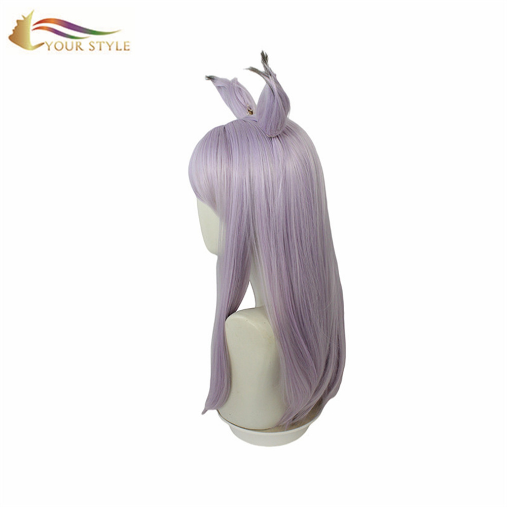 IL TUO STILE, Parrucche Cosplay Intere Con Le Orecchie Parrucca Sintetica Viola Chiaro Parrucca Del Partito Resistente Al Calore Costume Di Halloween Parrucche Dei Capelli Delle Donne Della Ragazza-IL TUO STILE, parrucche sintetiche estensione dei capelli sintetici