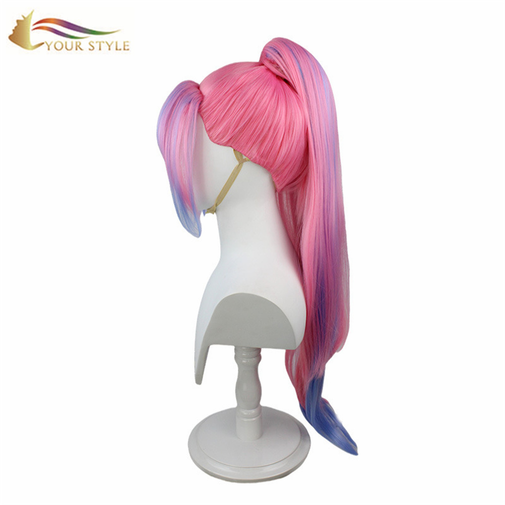 YOUR STYLE , Wholesale Ponytail Wig Pink Synthetic Cosplay Wig Ponytail Clip Pink Halloween Wig Party Wig  Costume-YOUR STYLE, synthetic wigs synthetic hair extension