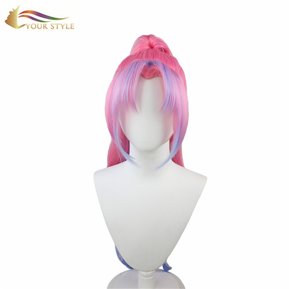 YOUR STYLE , Wholesale Ponytail Wig Pink Synthetic Cosplay Wig Ponytail Clip Pink Halloween Wig Party Wig  Costume-YOUR STYLE, synthetic wigs synthetic hair extension