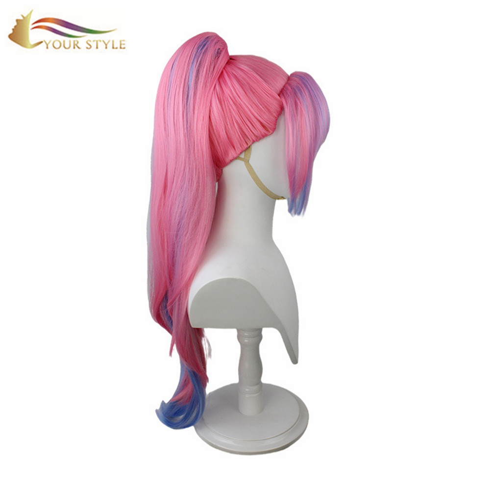 YOUR STYLE , Wholesale Ponytail Wig Pink Synthetic Cosplay Wig Ponytail Clip Pink Halloween Wig Party Wig  Costume-YOUR STYLE, synthetic wigs synthetic hair extension