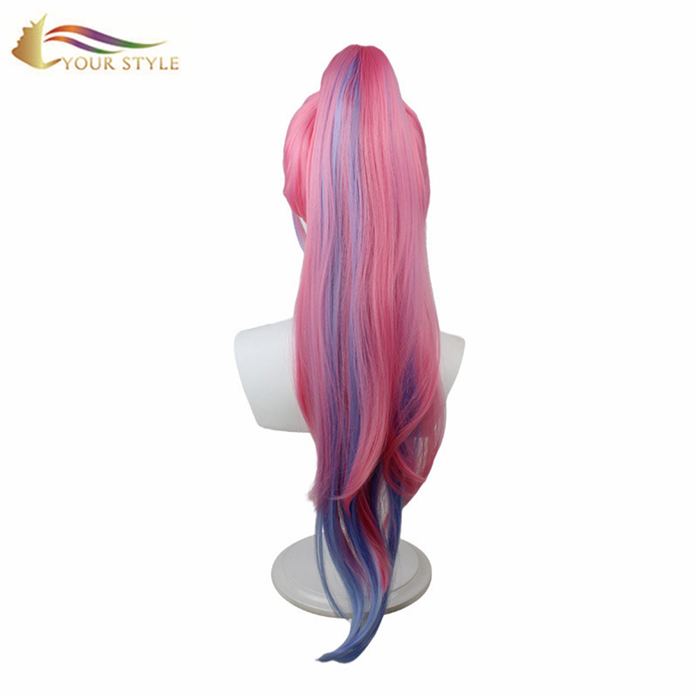 YOUR STYLE , Wholesale Ponytail Wig Pink Synthetic Cosplay Wig Ponytail Clip Pink Halloween Wig Party Wig  Costume-YOUR STYLE, synthetic wigs synthetic hair extension