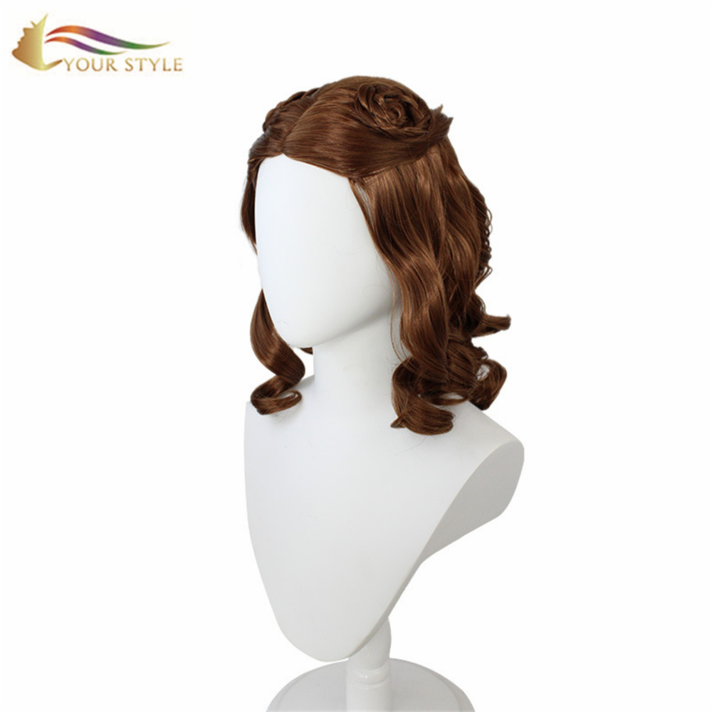 YOUR STYLE , Wholesale Synthetic Short Wavy Wig Honey Brown Female Brown Wig For Girls Women Halloween Hair Wigs-YOUR STYLE, synthetic wigs synthetic hair extension