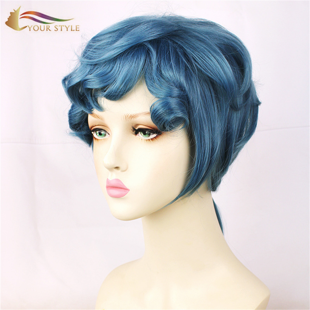 YOUR STYLE , Wholesale Wig Blue Synthetic Long Wig Cosplay Wig Ponytail Blue Costume Anime Halloween Wigs Blue-YOUR STYLE, synthetic wigs synthetic hair extension