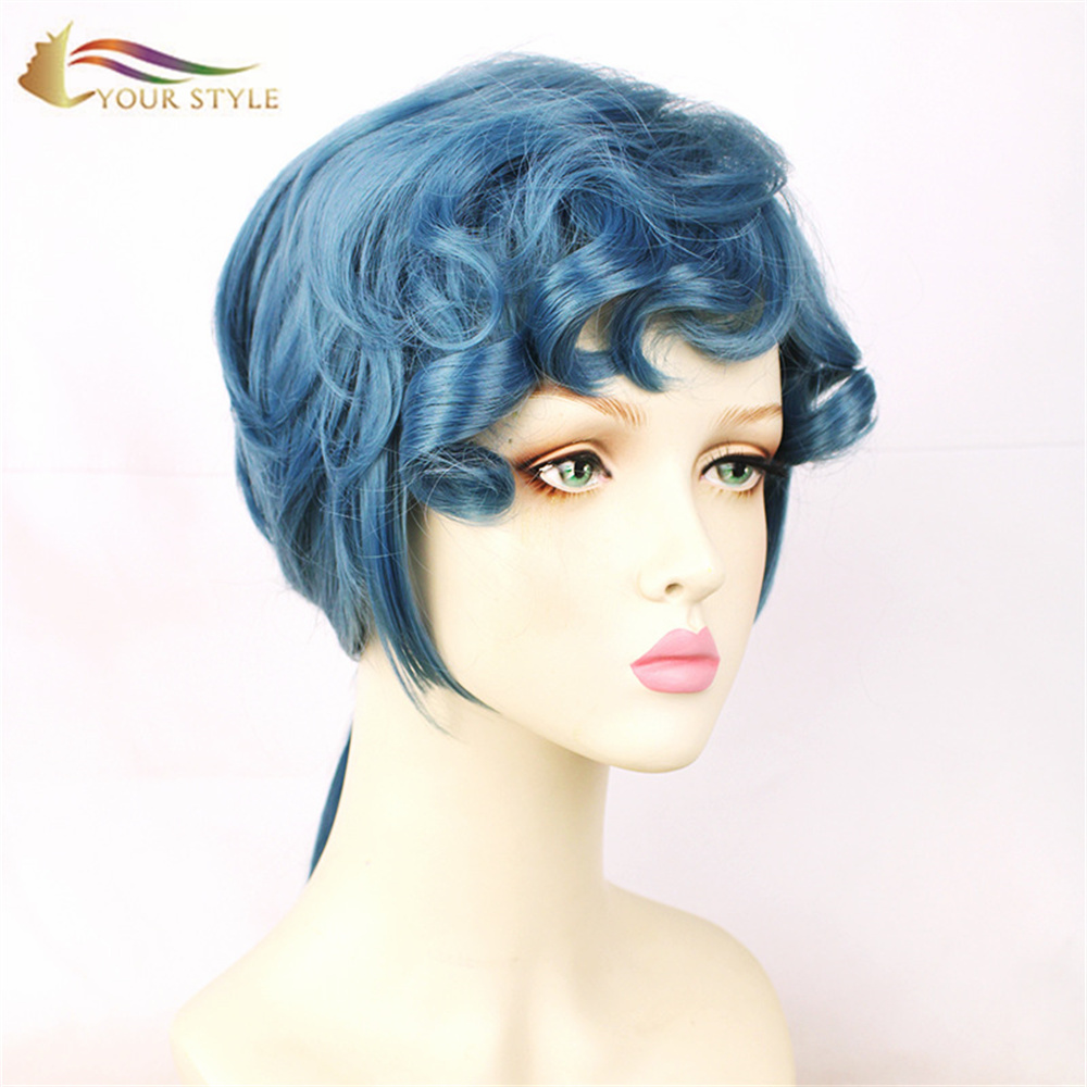 YOUR STYLE , Wholesale Wig Blue Synthetic Long Wig Cosplay Wig Ponytail Blue Costume Anime Halloween Wigs Blue-YOUR STYLE, synthetic wigs synthetic hair extension