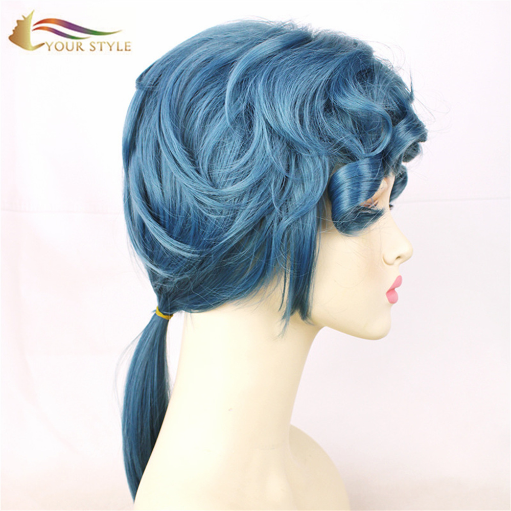 YOUR STYLE , Wholesale Wig Blue Synthetic Long Wig Cosplay Wig Ponytail Blue Costume Anime Halloween Wigs Blue-YOUR STYLE, synthetic wigs synthetic hair extension