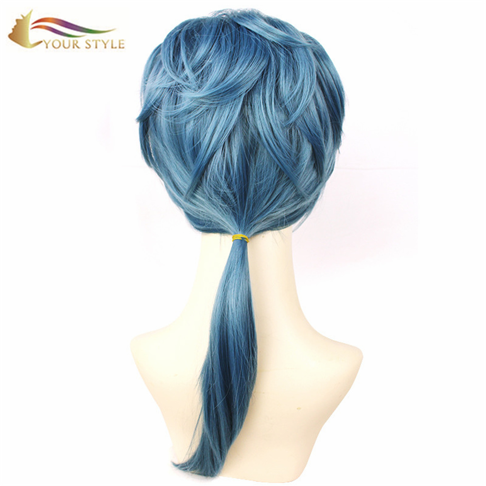 YOUR STYLE , Wholesale Wig Blue Synthetic Long Wig Cosplay Wig Ponytail Blue Costume Anime Halloween Wigs Blue-YOUR STYLE, synthetic wigs synthetic hair extension