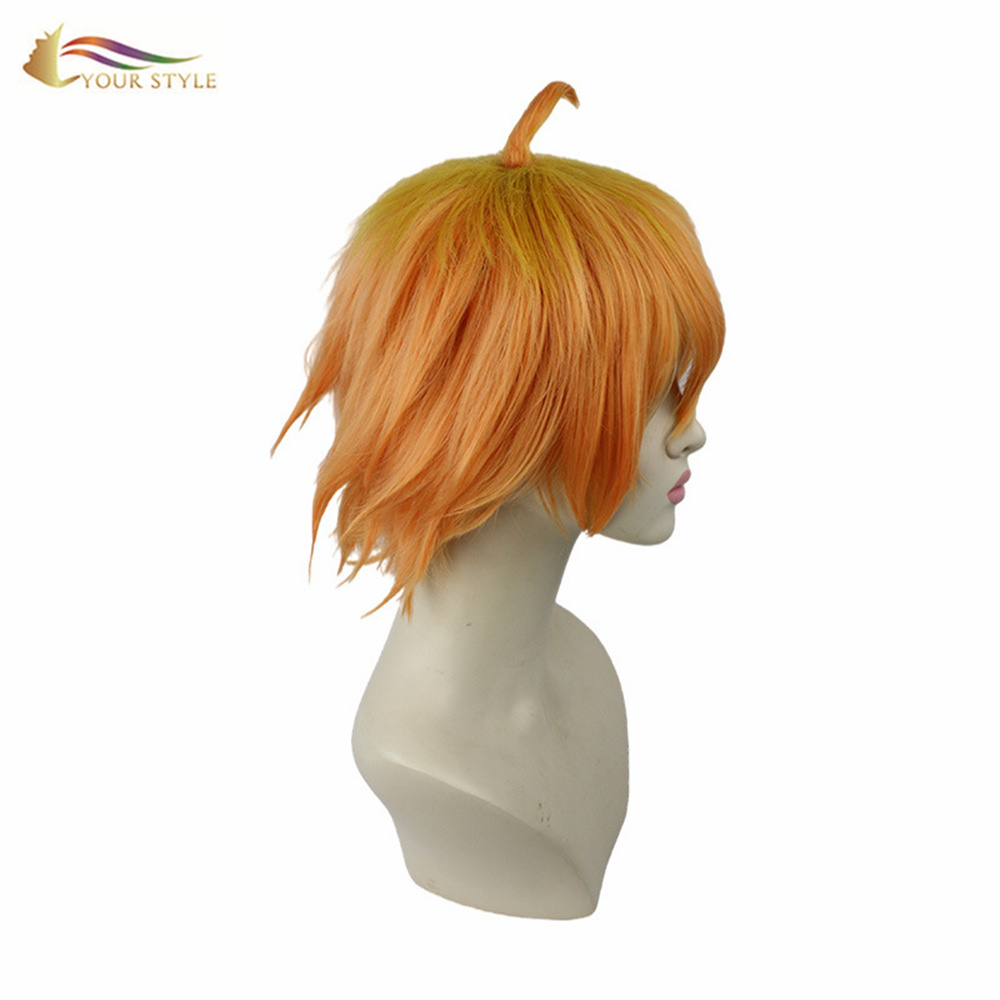 YOUR STYLE ,Wholesale Cosplay Wig Orange Synthetic Short Wig Short Haircuts For Boy Men Short Orange Wig Male Orange Yellow Cosplau Wig Pixie Wig Orange-YOUR STYLE, synthetic wigs synthetic hair extension