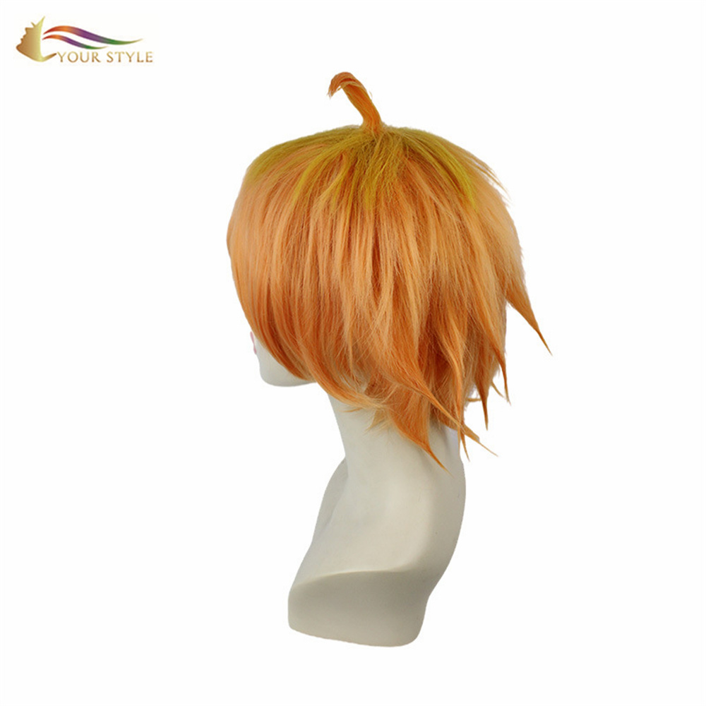 YOUR STYLE ,Wholesale Cosplay Wig Orange Synthetic Short Wig Short Haircuts For Boy Men Short Orange Wig Male Orange Yellow Cosplau Wig Pixie Wig Orange-YOUR STYLE, synthetic wigs synthetic hair extension