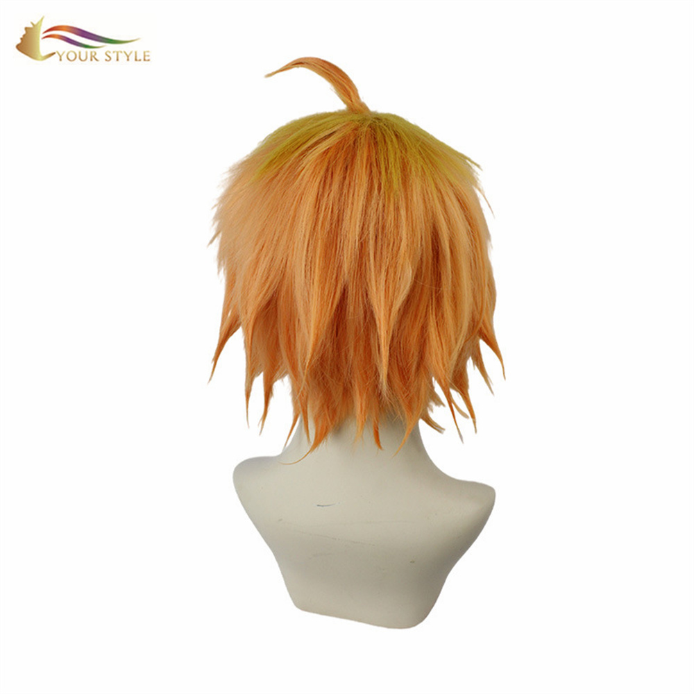 YOUR STYLE ,Wholesale Cosplay Wig Orange Synthetic Short Wig Short Haircuts For Boy Men Short Orange Wig Male Orange Yellow Cosplau Wig Pixie Wig Orange-YOUR STYLE, synthetic wigs synthetic hair extension