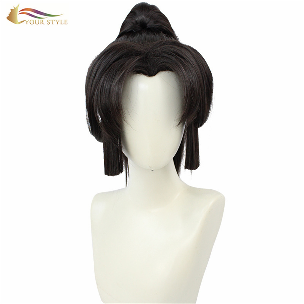 YOUR STYLE, Wholesale Black Ponytails Wigs Synthetic Costume Wig With Ponytail Halloween Hair Wigs-YOUR STYLE, synthetic wigs synthetic hair extension