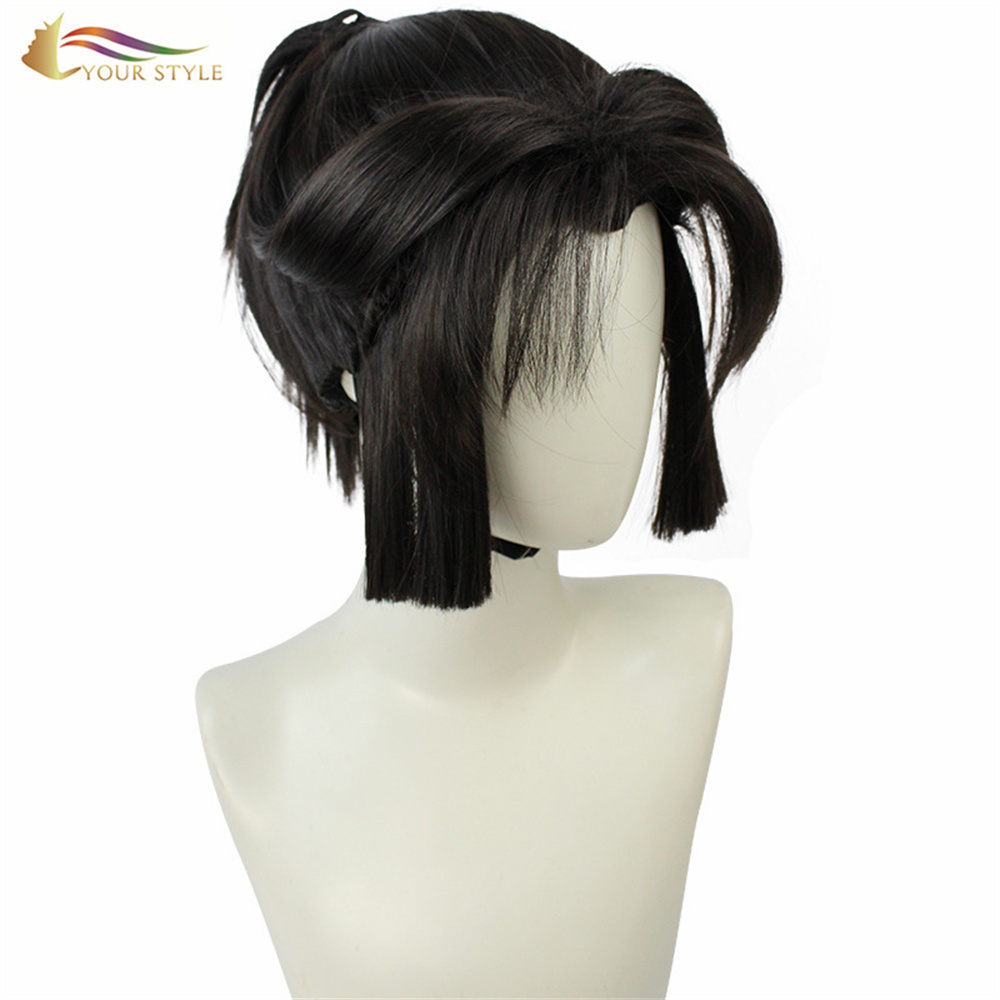 YOUR STYLE, Wholesale Black Ponytails Wigs Synthetic Costume Wig With Ponytail Halloween Hair Wigs-YOUR STYLE, synthetic wigs synthetic hair extension